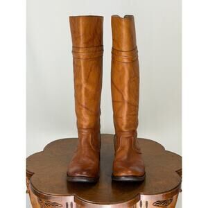 Frye 17" Tall Marbled Caramel Vintage Mexico Leather Riding Boot Womens 7 #0121C